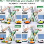 Upgraded Version All-in-1 Mandoline Slicer for Kitchen & Adjustable Mandolin, Vegetable Chopper, Detachable Blade, Cut Slicing, Strips, Shredding, Dicing, Chop, Kitchen Veggie Chopper