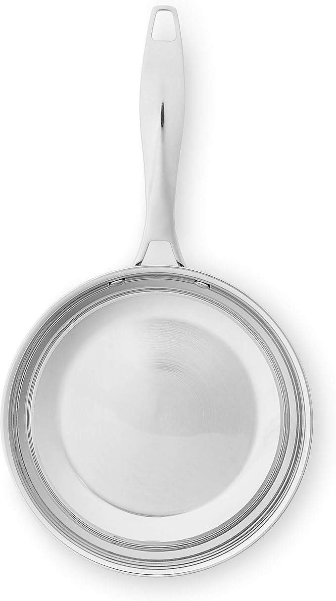 Amazon Basics 2-Piece Oven Safe, Riveted Handle Stainless Steel Induction Frying Pan Set - Silver, 8-inch & 10-inch