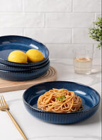 famiware Starlight Large pasta bowls set of 4, Serving Bowls for Pasta, Salad, Dinner, Oatmeal. Microwave Safe-36 oz, 8.46 inch, Blue