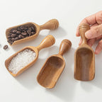 Wooden Scoops for Canisters 4PCS Wooden Scoop for Jars Acacia Mini Measuring Spoons for Ground Coffee Scoops Shovel Kitchen Scooping for Tea Powder & Bath Salt Laundry Detergent Shove- Multipurpose