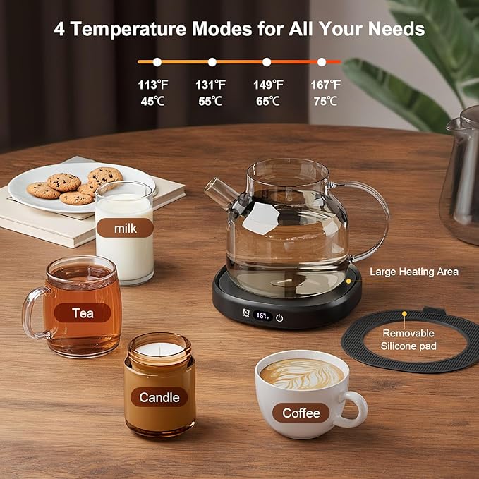Coffee Mug Warmer, You are Awesome Mug with Coffee Warmer Set, Electric Coffee Cup Warmer for Desk 8 Hours Auto Shut Off, Tea Beverage Warmer with 4 Temperature Setting, Birthday Gifts for Women Man