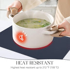 MOSAYT Vinyl Placemats Set of 6, Heat Resistant Place Mats 100% Waterproof Washable & Wipeable Faux Leather Reversible Table Mats for Kitchen Dining Party Indoor Outdoor, 12" x 17", Black/Navy