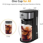 SUNVIVI Iced Tea Maker with 3-Quart Pitcher, Iced Coffee Brewing Maker for Ground Coffee, Tea Bags, Loose Leaf Tea, 7 Cups Coffee Machines for Home, Strength Control for Flavor, Black