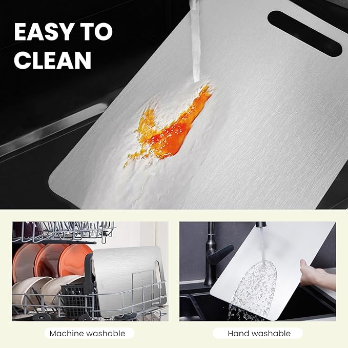 New Titanium Cutting Board - 100% Pure Titanium Cutting Boards For Kitchen,Easy to clean,Double-sided food-grade Cutting Board For Cutting Meats, Fruits And Vegetables (Large)