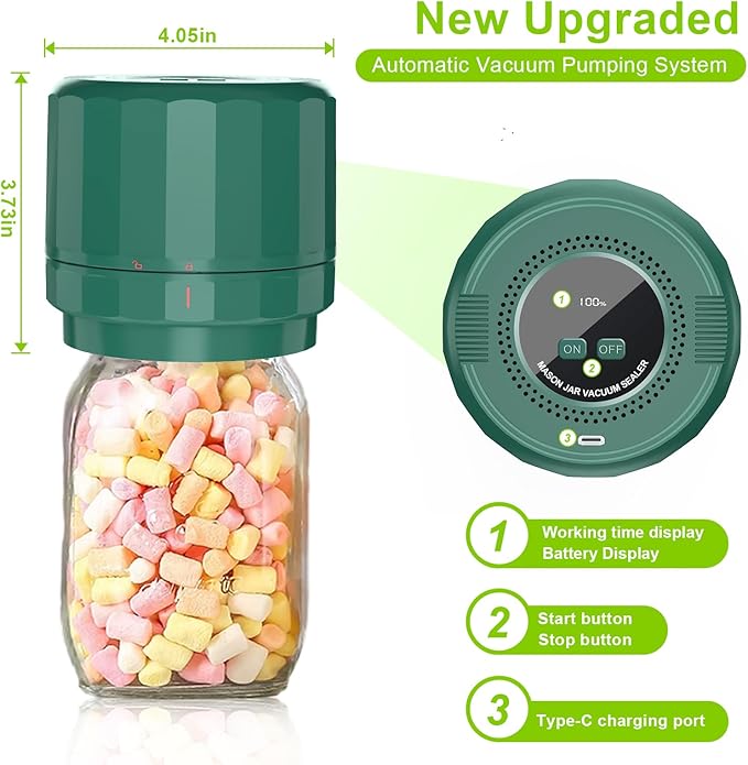 M11 Electric Mason Jar Vacuum Sealer Kit - Vacuum Sealer for Wide & Regular Mouth Canning Jars
