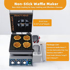 Hehinton® Commercial Waffle Maker, 110V 2300W Belgian Waffle Maker with Oil Grooves and Drip Tray, Heavy Duty Stainless Steel Body, Nonstick Waffle Iron Perfect for Home Kitchen Restaurant