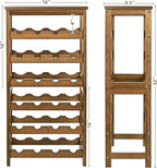 VASMIA Wine Rack Freestanding Floor, 6-Tier Display Wine Storage Shelves with Table Top, 24-Botttle Bamboo Wine Rack Shelf for Kitchen Bar Dining Room Living Room, Walnut