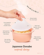 Moyuum Silicone Microwave Steamer | Made in Korea, Baby Food Maker Bowl with Lid, Egg and Vegetable Steam Cooker, Japanese Donabe Inspired Cooking Pot, Dishwasher Safe(Large, Violet)