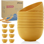Wheat Straw Bowl Set of 8, Unbreakable Cereal Bowls 26 OZ,Freezer and Dishwasher Safe Bowl Sets,Breakfast Bowls suitable for cereal,salad,snack and soup (Yellow)