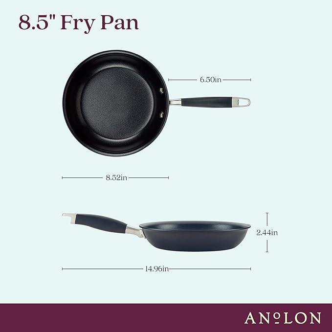 Anolon Advanced Home Hard Anodized Nonstick Frying Pan, 8.5 Inch – Small Non Stick Egg Pan, Durable Nonstick Skillet - Onyx