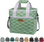 iknoe Large Cooler Bag Collapsible, 15L Insulated Bags, Leakproof Lunch Cooler Tote with Multi-Pockets for Adult, Insulated Lunch Box for Beach, Picnic, Work, Green Wave 24-Can
