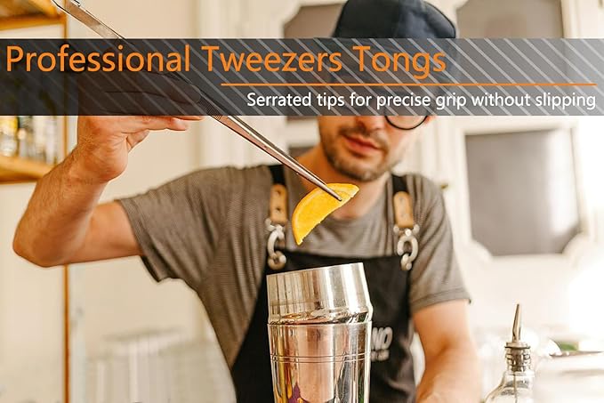 JETKONG 3 Pcs Kitchen Tweezers Tongs, Stainless Steel Cooking Tweezers, 8+10+12 Inch Ideal for meat, pasta, plating and pinching delicate small pieces of food (Silver)