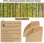 200 Count Coffee Filter, Unbleached Cone Filters for 2-4 Cup Brewers, Biodegradable and Chemical-Free Coffee Filters for Home, Travel & Office (Size #2)