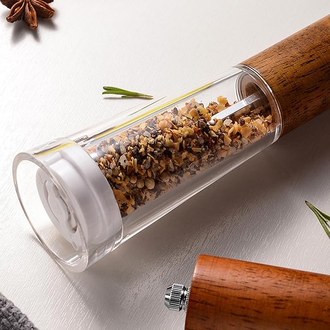 Acrylic kitchen tools grinder Salt and pepper grinder, adjustable thickness, suitable for the home (Light wood)