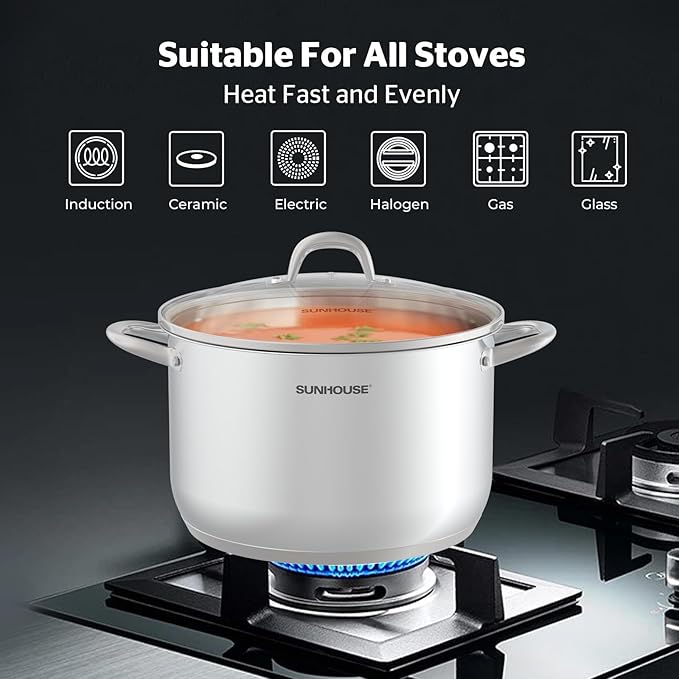 SUNHOUSE Cookware for Cooking (STOCK POT, 13 Quarts)