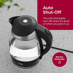 Mueller Living Electric Kettle, Electric Tea Kettle for Boiling Water, 1500W SpeedBoil with Automatic Shutoff, 1.8L Cordless with LED Light, Borosilicate Glass Tea Kettle Pot Water Heater, BPA Free