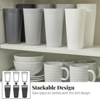 US Acrylic Newport 32 ounce Unbreakable Plastic Stackable Iced-Tea Tumblers in Grey Stone | Set of 12 Drinking Cups | Reusable, BPA-free, Made in the USA, Top-rack Dishwasher and Microwave Safe