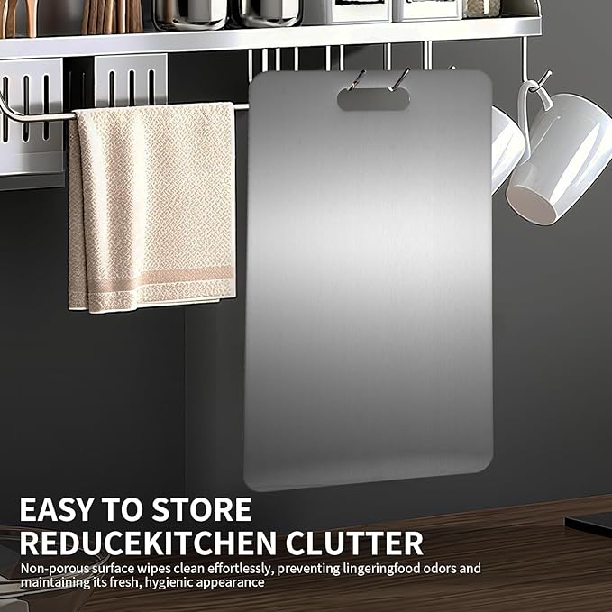 Katuchef Titanium Cutting Board 2025 New Upgrade Pure Titanium Cutting Boards for Kitchen Double Sided Cutting Boards Non Toxic,Hygiene Durable Chopping Board Suitable for Dishwasher Safe(18.11*11.81)