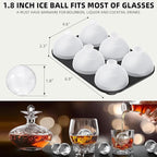 Whiskey Ice Ball Mold, 2 Pack Silicone Maker With Individual Cover - Easy Fill and Release Round Sphere Mold for Cocktails Bourbon - 1.8 Inch 12 Balls