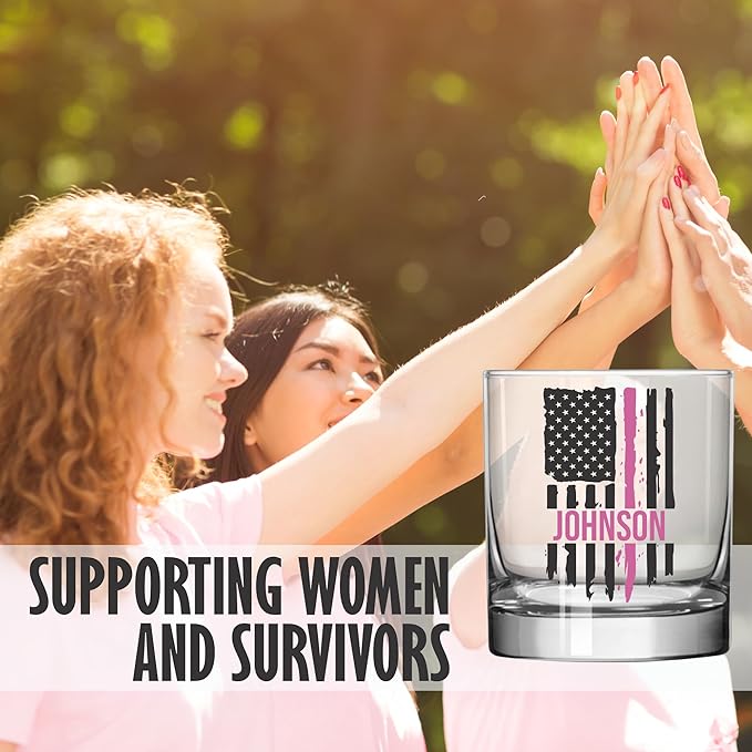 Blue Ridge Mountain Gifts - Thin Pink Line Cocktail Glass - Personalized Drinking Glass, Police Wife Gift, Law Enforcement Family, Female First Responders, Female Police Officer Gift