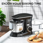 9.5 Qt Stand Mixer, 10-Speed Tilt-Head Food Mixer, Vezzio 660W Kitchen Electric Mixer with Stainless Steel Bowl, Dishwasher-Safe Attachments for Most Home Cooks(Black)