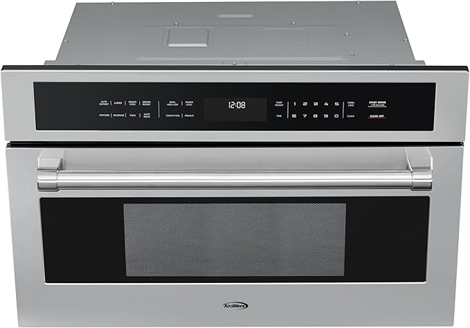 KoolMore KM-CWO30-SS Built-in Microwave with Convection Oven and Air Fryer, 1000W Power with 10 Levels, UL Listed Capacity in Stainless-Steel, 30 in/1.6 cu. ft, Silver