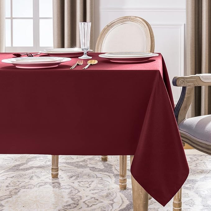 Softalker Rectangle Tablecloth, Waterproof & Stain Resistant Table Cloths Wrinkle Free Fabric Washable 210GSM Polyester Table Cover for Dining/Party/Outdoor - 60 x 84 inch,Burgundy