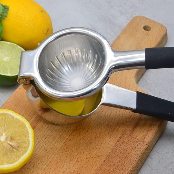 Lemon Squeezer Stainless Steel, Heavy Duty-Non-Slip Grip Design, Handheld Juice Press, Manual Citrus Juicer Tool for Fruit, Lemon, Lime, and Citrus Fruits