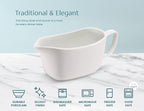 Kook Gravy Boat, Ceramic Serving Dish, Dispenser for Sauces, Dressings and Creamer, Large Handle, Microwave and Dishwasher Safe, 14 oz, White