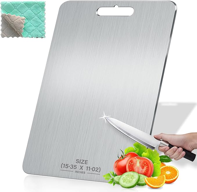 Standerd Size Titanium Cutting Boards for Kitchen - Cutting Edge Hygiene & Durability, 1 Pack Double-Sided, Food Grade for Meat, Fruits & Vegetables – Dishwasher Safe, Easy to Clean (15.4 x 11 in)