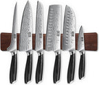 7 Pieces Knife Set with Magnetic Knife Holder, Ultra Sharp Powder Steel Kitchen Knives Set, Professional Chef Knife Sets with Ergonomic Pakkawood Handle