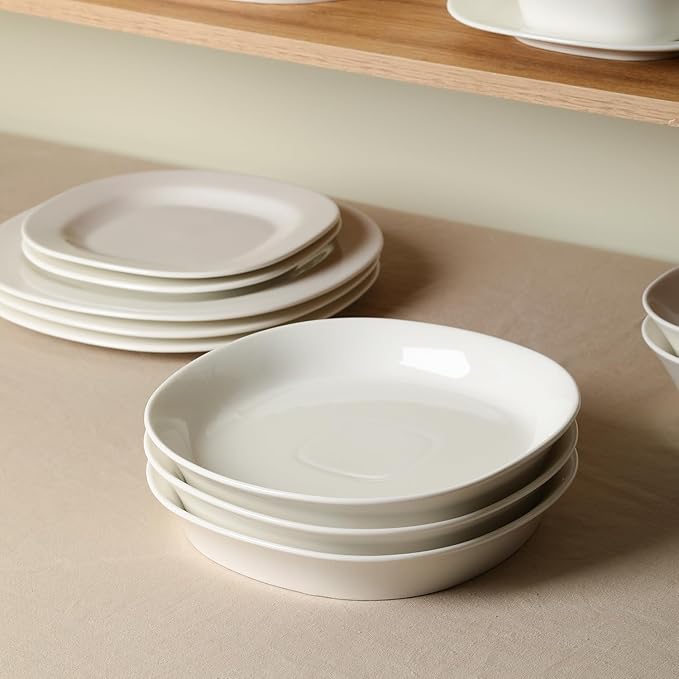 Stone Lain Quadro 4-Piece Pasta Bowl Set Porcelain, White