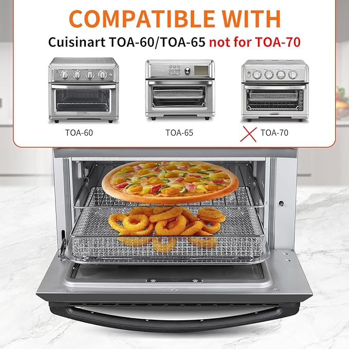 Air Fryer Basket for Oven Air Fryer Accessories for Cuisinart Air Fryer Toaster Oven, Baking Set with Air Fryer Basket Pan Parchment Paper Disposable Airfryer Liner for Cuisinart TOA-60/TOA-65