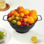 Black Colander for Kitchen, 3QT, Stainless Steel Pasta Strainer with Handle, Pasta Strainer for Fruits Vegetables Cooking Food, Dishwasher Safe