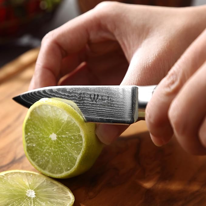 Wakoli MIK Damascus 3-Piece Knife Set – Japanese Style Kitchen Knives | Genuine Damascus Steel Blades with VG10 Core | Ergonomic Micarta Handles | Professional Chef Knife Gift Set in Elegant Box