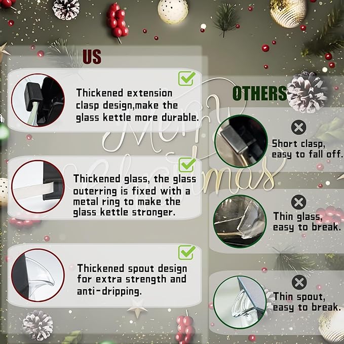 𝙐𝙥𝙜𝙧𝙖𝙙𝙚𝙙 Carafe Compatible With moccamaster KBG Brewers (89830), Compatible With moccamaster Carafe Replacement, 10-Cup/1.25L/40oz, Coffee Pot With Metal Ring, Includes Random Cleaning Brush.