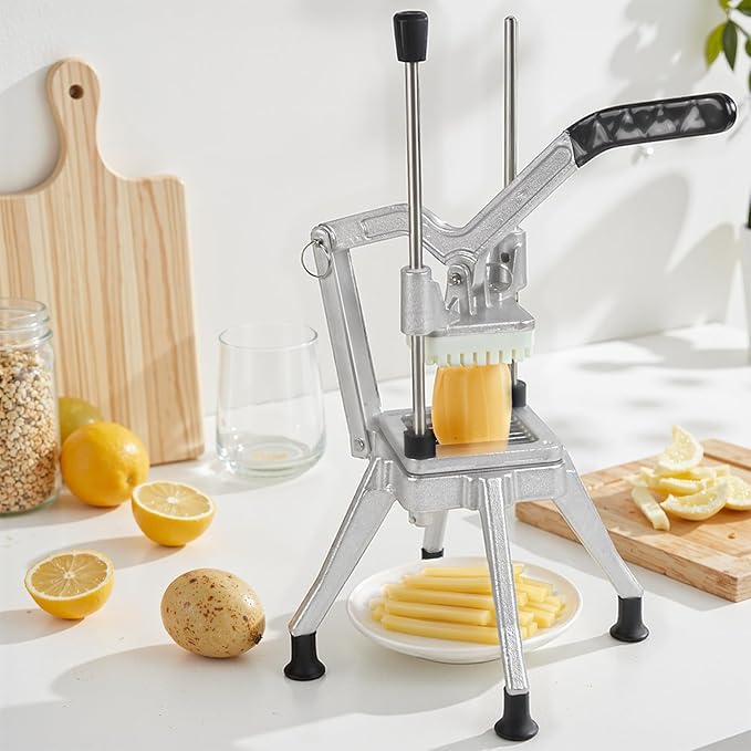 Commercial Vegetable Chopper, Heavy Duty Professional Fruit Dicer with 1/4" Replacement Blade, Stainless Steel French Fry Cutter, Fruit Slicer for Tomato Peppers Potato Mushroom