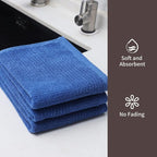Dish Towels for Kitchen, Absorbent Cotton Kitchen Towels for Drying Dishes, Terry Tea Towels for Cleaning Set of 3 (Blue, 16x26)