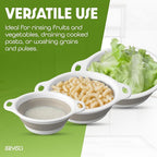 Collapsible Colanders (2 Pack Set) Food Strainers with Over-Sink Water Draining Base for Pasta Fruits and Vegetables (4 and 5 Quart) - White Beige