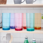 US Acrylic Classic Plastic Reusable Drinking Glasses (Set of 6) 24oz Iced Tea Cups Assorted Colors | BPA-Free Tumblers, Made in USA | Top-Rack Dishwasher Safe