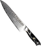 Chef Knife 8 Inch – VG-10 Damascus Stainless Steel, Razor Sharp, Full Tang, Ergonomic G10 Handle – Professional Kitchen Knife for Meat, Vegetables, Fruits – Durable, Balanced Cutlery Gift