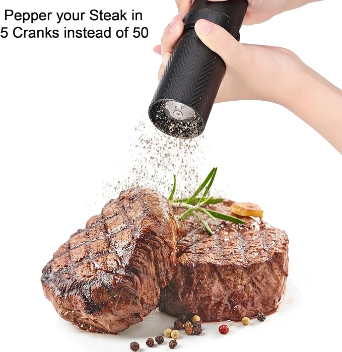 Heavy Duty Manual Pepper Grinder with More Pepper Output, Professional Grade Pepper Mill Refillable Set and Coarseness Can Be Adjusted Externally