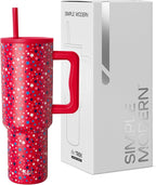 Simple Modern 4th of July 40 oz Trek Tumbler with Handle and Straw Lid | Cup Holder Friendly Insulated Stainless Steel Travel Mug | Star Speckled Banner