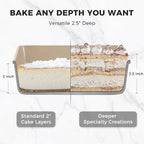 HONGBAKE Deep Baking Pans Set of 3, Nonstick Rectangle Sheet Cake Pans, 13/11/9 Inch Metal Oven Tray for Cooking Lasagna Brownie, Stackable Multi-Depth Bakeware, Golden