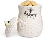 Young's Inc. Ceramic Honey Bee Cookie Jar with Lid and Handle – Honeycomb Design, 5.75" x 5.83" x 7.87", Decorative and Functional Kitchen Storage - Tea Canister
