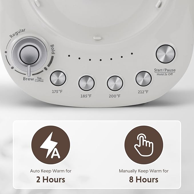 BUYDEEM K1563 Tea Maker, Electric Kettle for Coffee and Tea Brewer with 6 Flavor Controls, 4 Temperature Settings, 8 Hours Keep Warm, 1.5L