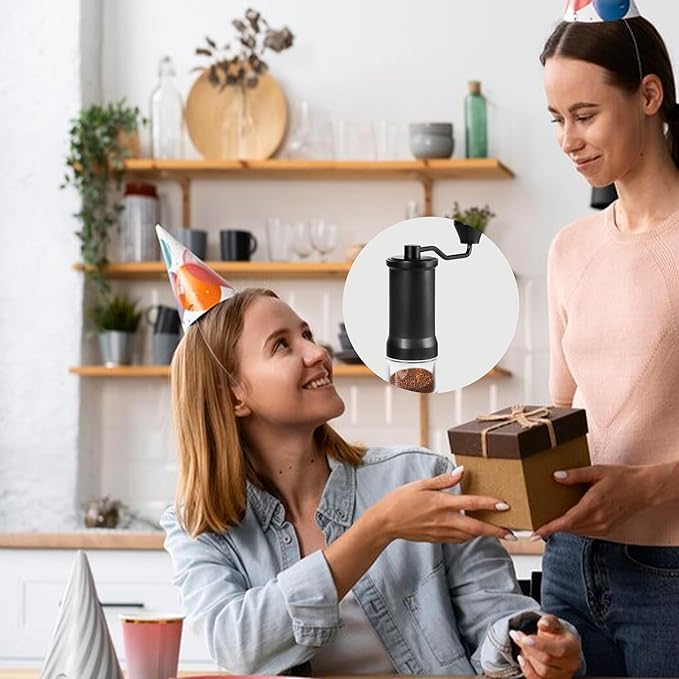 Manual Coffee Grinder - Adjustable Conical Burr Mill for Espresso, French Press, Pour Over - Portable Hand Crank, Stainless Steel, Travel & Camping