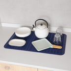 Silicone Dish Drying Mat for Multiple Usage,Easy clean,Eco-friendly,Heat-resistant Silicone Mat for Kitchen Counter or Sink,Refrigerator or Drawer Liner Navy Blue 3XL 28 inches x 18 inches