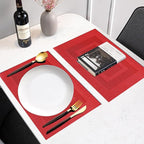 PIGCHCY Placemats Set of 8 Washable Durable Place Mats Vinyl Heat Resistant Non-Slip Table Mats Indoor Outdoor (Passionate Red)