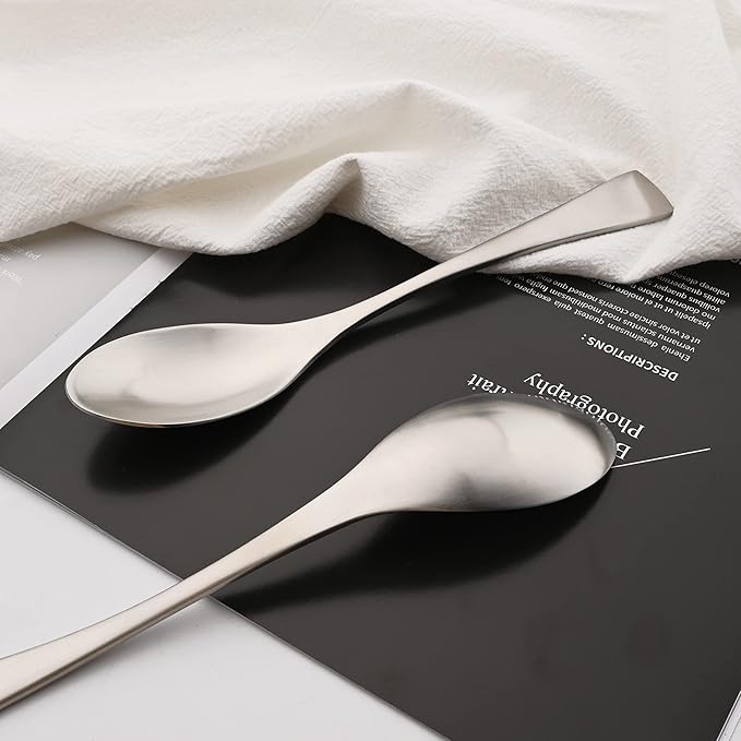 Luxury 304 Stainless Steel Matte Silver Cutlery Flatware Set - Utensil Set Steak Spoons and Forks Knife Silverware Set,Service for 4 (24-Piece)